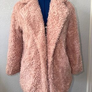 She + Sky Blush Teddy Coat in Soft Pink